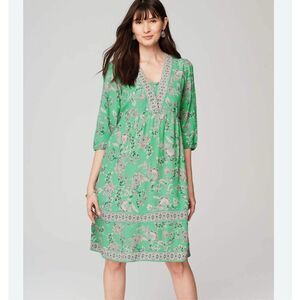 NWT J. Jill Women’s XS Border-Printed Flounced Hem Paisley Dress Mint